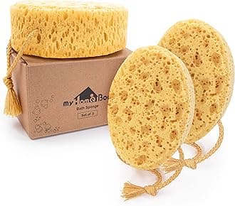 myHomeBody Bath Sponge, Foam Loofah Sponge, Body Sponge for Shower - Large Size, Lots of Lather, Oval, 3 Pack