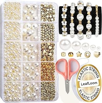 LeafLoom Pearl Beads for Bracelets, 720PCS Bracelet Making Kit, DIY Pearls Beads, Round Plastic Beads, Jewelry Making Kit