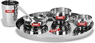 SUMEET Stainless Steel Royal Dinner Set (6 Pieces, Silver), Modern