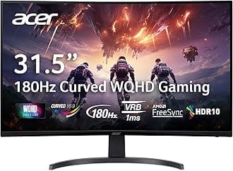 Nitro 31.5 Inch WQHD 2560 x 1440 1500R Curved Gaming Monitor | AMD FreeSync | Up to 180Hz Refresh | 1ms (VRB) | Tilt | One Display Port 1.4 & Two HDMI 2.0 | EDA323QU S3bmiiphx