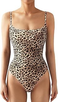 SUUKSESS Women Sexy Square Neck Thong Bodysuit Backless Cami Bodysuit Top