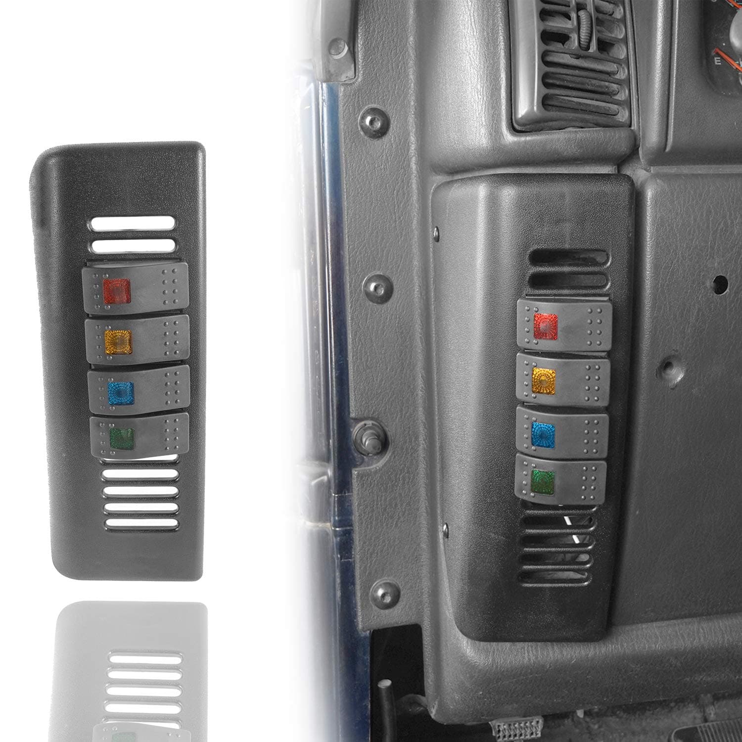 TJ Switch Panel/Pod Driver Side Distribution Control System for Jeep Wrangler TJ 1997 1998 1999 2000 2001 2002 2003 2004 2005 2006 Black