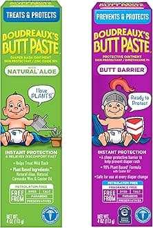Boudreaux's Butt Paste 4oz Butt Barrier Ointment and 4oz Natural Aloe Diaper Rash Ointment