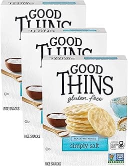 Good Thins Simply Salt Rice Snacks Gluten Free Crackers, 3.5 oz (Pack of 3)