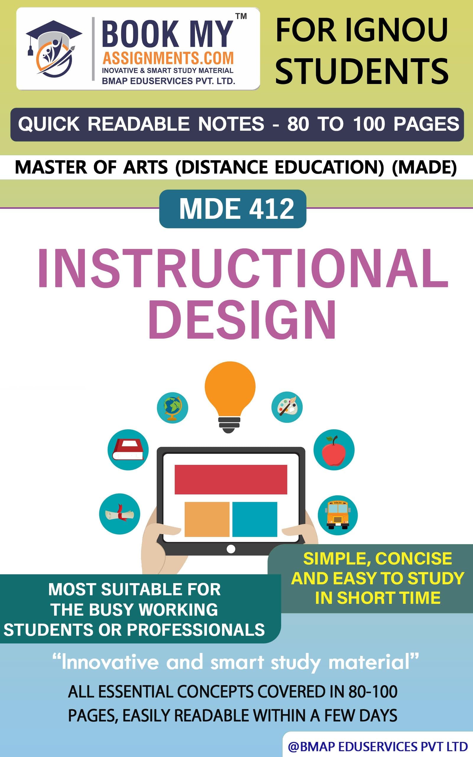 IGNOU MDE 412 Instructional Design Study Guide for IGNOU Students Latest Edition