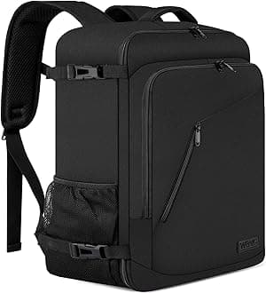 Cabin Bag 55x40x20 Hand Luggage Backpack 44L Carry On Bag Travel Cabin Backpack 55 x 40 x 20 Flight Approved Travel Rucksack Fit 17 Inch Laptop with USB Charging Port-Black