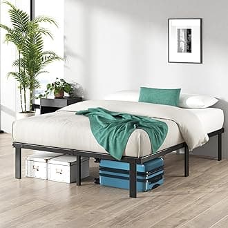 – Caleb King Size Bed Frame - 5ft (150 x 200 cm) - 14.2'' Height - Metal Bed Base with Steel Slat Support - Easy Assembly - Black