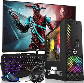 Dell OptiPlex Desktop PC – Intel Core i7, 16GB ARGB RAM, 1TB SSD, 27 Inch Monitor, GT 1030 Graphics, RGB Keyboard with AI Copilot Key, Mouse & RGB Headphones, Windows 11 Home (Renewed)