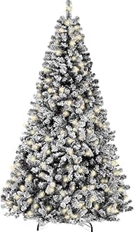 Best Choice Products Pre-Lit Black Christmas Tree, 7.5ft Artificial Flocked Full Fir Tree, Holiday Decoration w/ 550 Lights, 1,346 Branch Tips