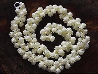 Artificial Jasmine Garland, Mullapoove mala with Real Jasmine Fragrance, As Used for Hair Accessory for Women and Girls, Length - 90 cm, Cream Color
