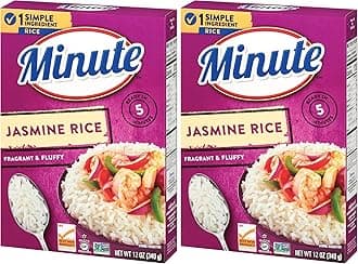 Minute Jasmine Rice, Instant Jasmine Rice for Quick Dinner Meals, 12 Ounce Box (Pack of 2)