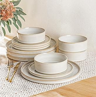 AmorArc Ceramic Dinnerware Sets, Handmade Reactive Glaze Stoneware Plates and Bowls Sets,Highly Chip and Crack Resistant | Dishwasher & Microwave Safe Dishes Set, Service for 6 (18pc)
