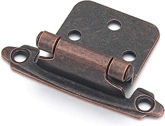 10 Pack (5 Pair) Antique Copper (Oil Rubbed Bronze) Self Closing Cabinet Hinges for Kitchen Cabinet Door, 1/2" Overlay (Variable) Semi Concealed Kitchen Cabinet Hinges