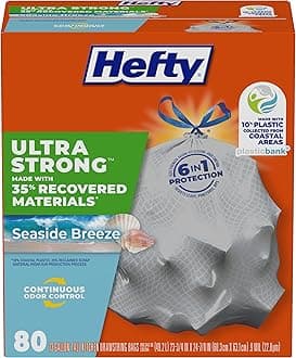 Ultra Strong Tall Kitchen Trash Bags, 35% Recovered Materials, Seaside Breeze, 13 Gallon, 80 Count