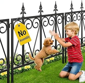 AMAGABELI GARDEN & HOME 5 Panels 24in(H)×10ft(L) 0.4 Inch Wire Diameter Decorative Garden Fences and Borders for Dogs No Dig Metal Garden Edging Border Animal Barrier Fencing for Flower Bed Yard Patio