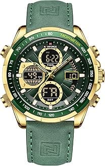 NAVIFORCE Men's Military Digital Watches Analog Quartz Waterproof Watch Sport Multifunctional Leather Wristwatch