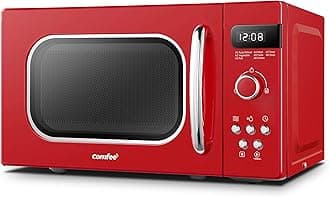 – Retro Style 800w 20L Microwave Oven with 8 Auto Menus, 5 Cooking Power Levels, and Express Cook Button - Passionate Red - CM-M202RAF(RD)