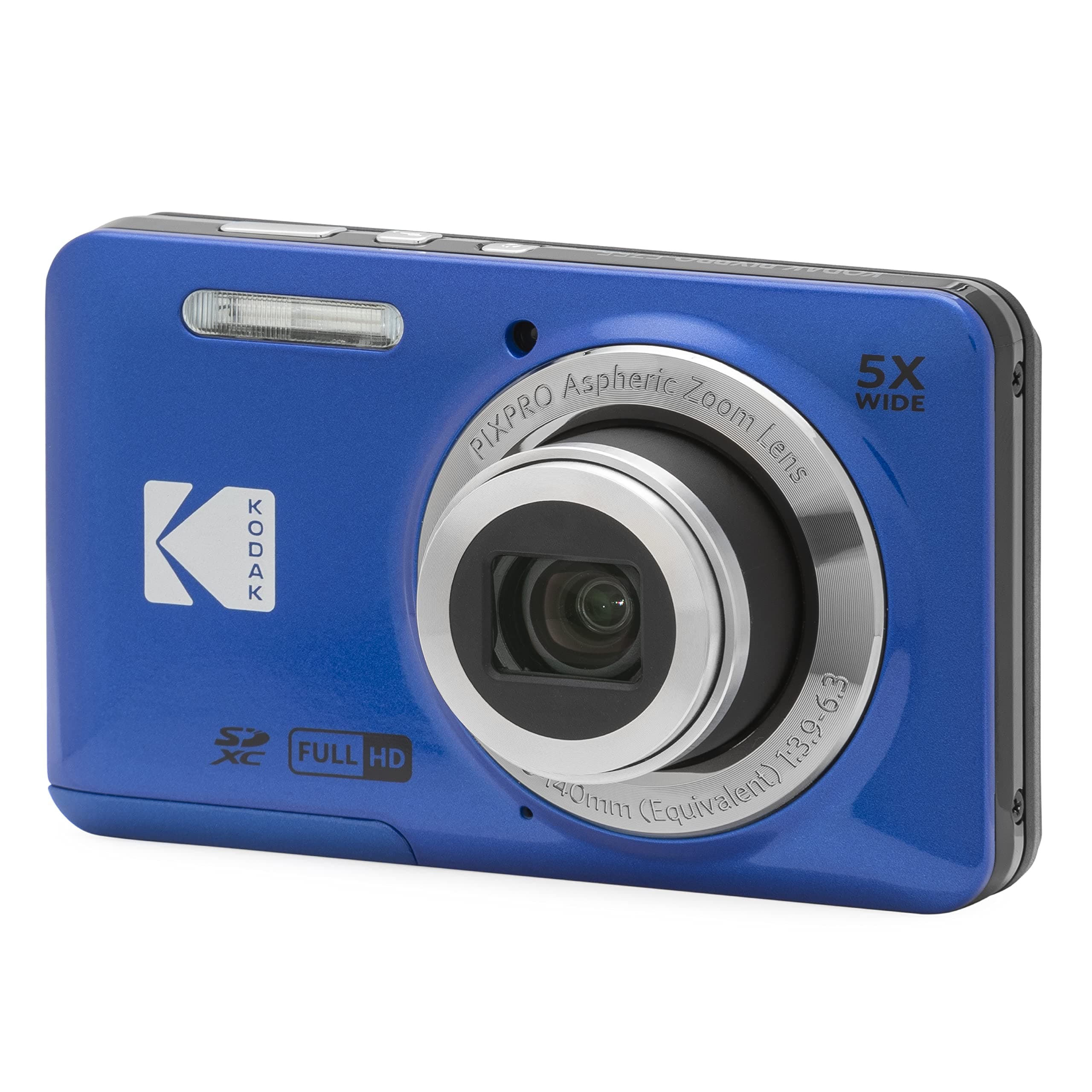 Kodak PIXPRO FZ55 Digital Camera, Compact Point & Shoot with 16MP Sensor, 5X Optical Zoom, 28mm Wide Angle, 1080p Video, Blue