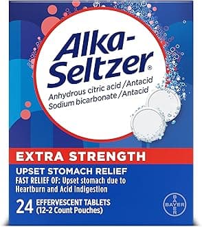 Alka-SeltzerHeartburn Relief Extra Strength Effervescent Tablets, 4-in-1 Relief from Heartburn, Sour Stomach, Acid Indigestion, and Upset Stomach, Dissolvable Antacid, 24 ct
