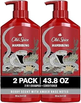 Mens 2-in-1 Shampoo and Conditioner Set, MambaKing, For All Hair Types, Healthier, Fuller, More Moisturized Looking Hair, 21.9 fl oz Each, Twin Pack