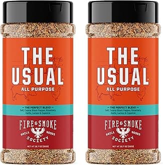 Fire & Smoke Society The Usual All Purpose BBQ Seasoning | BBQ Rubs for Smoking and Grilling | Chicken, Pork, Burgers | ​​Rosemary, Garlic, Lemon | XL (2-Pack)