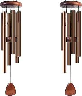 Large Aluminium Wind Chimes 37" Inches to Create a Zen Atmosphere Suitable for Outdoor, Garden, Patio Decoration Wind Chimes with Wind Catcher Suitable as A Gift for Unisex(2 Pack Coffe)