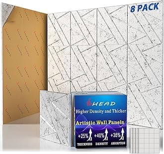BSHEAD8 Pack Self-Adhesive Soundproof Wall Panels, 12 x 12 x 0.47 In Sound Proof Foam Panels for Walls, 1.2lb/ft³ High Density, Thicker 0.47in, Acoustic Panels, Noise Dampening Panels Studio Gray