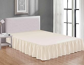 Sheets & Beyond Wrap Around Solid Luxury Hotel Quality Fabric Bedroom Dust Ruffle Wrinkle and Fade Resistant Gathered Bed Skirt 14 Inch Drop (King, Beige)