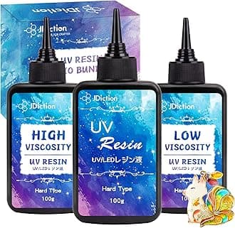 JDiction UV Resin Trio Bundle - 300g Total - Regular, High Viscosity/Thick and Low Viscosity/Thin Crystal Clear UV Resins for Jewelry Making, Doming, Coating, Detail Molds and Casting Resin Crafts