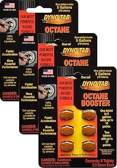 Dyno-tab Octane Booster 6 Tab Cards, 3 Pack, Add Up to 17 Points Per Pack, Lab Tested for Fast Dissolving, 100% Active Ingredients, Solvent-free, 16 Gallon/60 Liter, 45456-3 Pack