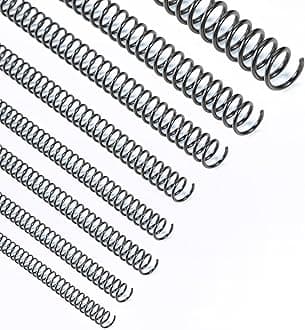 - 200 Pack Plastic Spiral Binding Coils,8 Different Sizes (1/4",5/16",3/8",1/2",9/16",5/8",3/4",1"), 4:1 Pitch, Black, for Letter Size