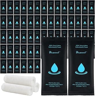 Moist Cotton Towel Bulk Moist Towelettes Individually Wrapped 8.7" x 8.7",White Towel Services,Refreshment Pre Moistened Towels for Travel Sport Party Spa Dentist (1 Count (Pack of 50), Unscented)