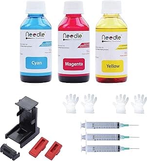 Needle 3x100gms Cartridge Refill Ink | Made in India | Compatible with Inkjet Printers | Easy Ink Refilling Solution (CMY)