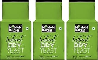 Mohan Impex Instant Dry Yeast 500g [Pack of 3] | Fast-Acting Yeast for Bread, Pizza Dough & Baking | Quick Rise, Gluten-Free, Easy-to-Use Powder for Perfect Results