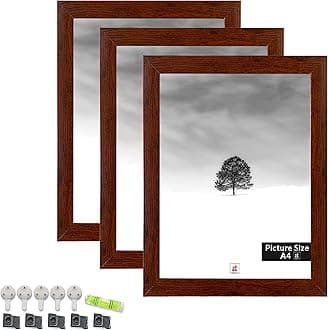 Art Street A4 Size Certificate, Document Photo frames Set of 3 for Home Decoration, Living Room, Office Wall Decoration (Brown, 8x12 Inch)