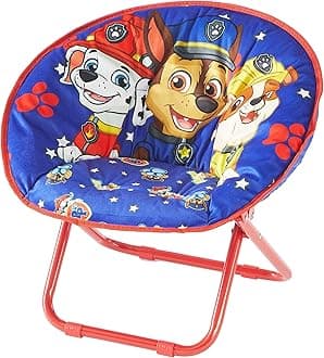 Paw Patrol Chase, Rubble and Marshall Toddler 19” Folding Saucer™ Chair with Metal Frame, Ages 3+