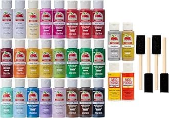 PROMOABMP22 Holiday, 32 Piece DIY Set Featuring 26 Paints, 2 Mod Podge Acrylic Sealers and 4 Foam Brushes, Multi 56 Fl Oz
