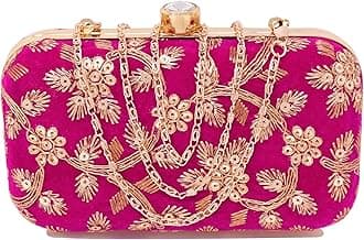 Women's Box Clutch Purse Bag with sling chain