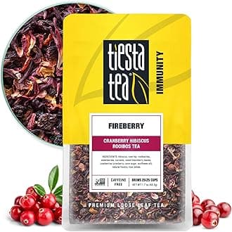 Tiesta Tea - Cranberry Hibiscus Rooibos Tea, Fireberry, Loose Leaf, Herbal Blend with Hibiscus, Cranberry, Currants & Rooibos, Enjoy Hot or Iced, 1.7oz Resealable Pouch, 25 Cups