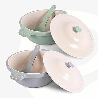 Eha Earth Friendly Serving Bowls with Lid | Microwave Safe | Made with Rice Husk and Bamboo Fibers | 2500 ml Each | Set of 2 | Celeste-Azure