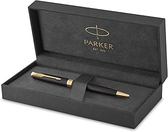 Parker Sonnet Ballpoint Pen, Medium Point Black Ink, Matte Black & Gold (1931519)