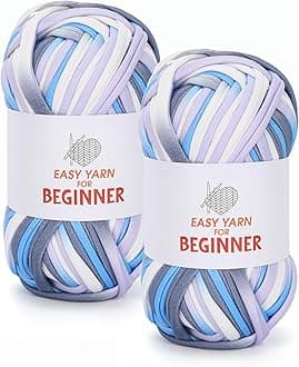 T-Shirt Yarn for Crocheting Knitting - 2 PCS Chunky Thick for Bags, Blanket, Cushions, Slippers, Storage Baskets Projects - Fabric 100g2 (3.5oz2), DIY Handmade Knitting Gift