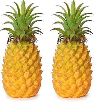 Lvydec 2 Pack Artificial Pineapple, Realistic Artificial Fruit Fake Pineapple for Home Cabinet Table Party Decoration (10.2" - 2 Pack)