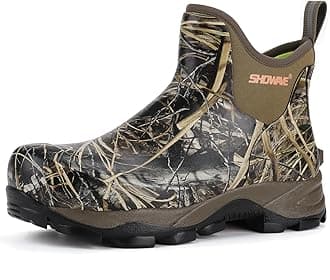 Showave Men's Rubber Boots Waterproof Rain Footwear Durable Short Hunting Boots for Mud Gardening Yard and Chore Working
