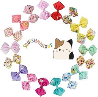 Special Squishmallows Hair Accessories for Girls -18pc Hair Bow with Aligator Clips, Age 8+