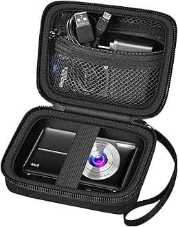 Digital Camera Case Compatible with VAHOIALD FHD 1080P/ for CAMKORY Digital Point and Shoot/for KODAK PIXPRO FZ45-BK 16MP Vlogging/for IWEUKJLO/for Nsoela, Holder for SD Card More- Black (Box Only)