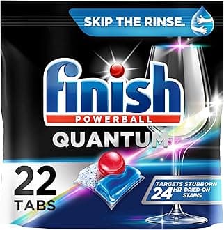 Finish Quantum Dishwasher Pods, No Pre-Rinse Dishwasher Detergent Soap Removes 24HR Dried-On Stain and Grease, Leaving a Virtually Spotless Shine, 22 Count
