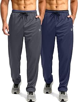 Men's Sweatpants Open Bottom Athletic Pants with Zip Pockets Mesh Lightweight for Running, Workout, Lounge