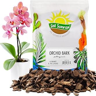 100% Organic Orchid Potting Bark (4 Quarts), All-Natural USA-Sourced Pine Bark Orchid Mix Additive