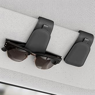 Sunglass Holder for Car Visor, Suede Cloth Magnetic Sunglass Organizer for Car Accessories, 2 Packs, Black